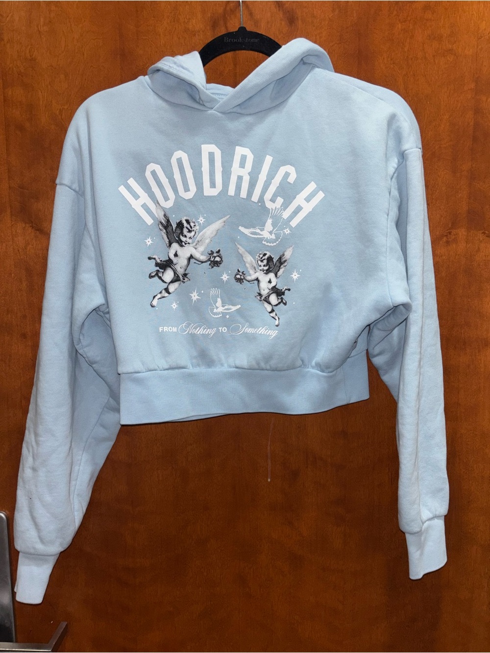 Hoodrich Light Blue Cropped Graphic Hoodie